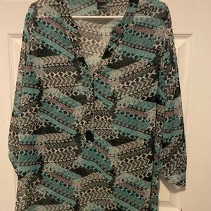 Sheer Multicolor Patterned Blouse